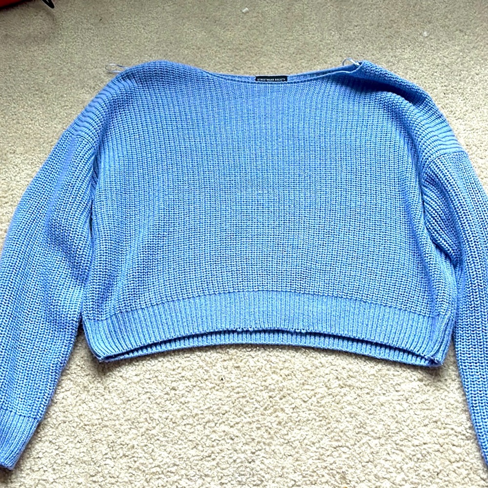 Streetwear Society Baby Blue Cropped Sweater